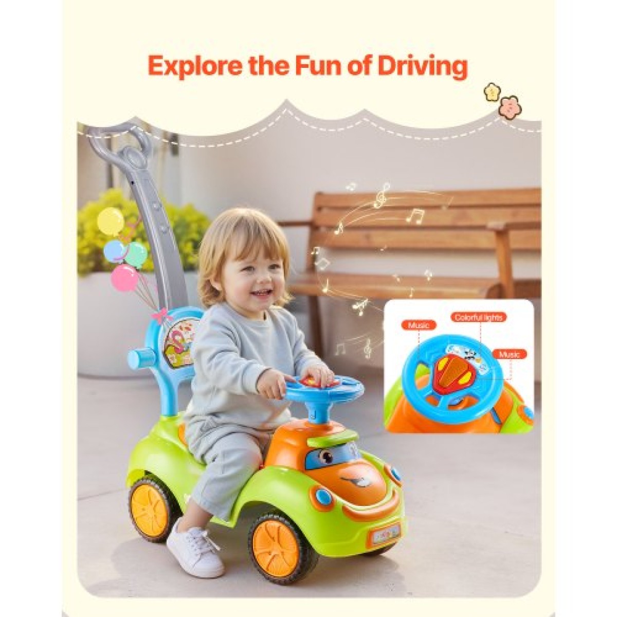 VEVOR Ride On Push Car, Push Car για νήπια 19 έως 36 μηνών, Around Buggy με προστατευτικά κιγκλιδώματα, λαβή και αποθήκευση κάτω από το κάθισμα, ικανότητα φόρτωσης 25 kg, περιπατητής από τα πόδια μέχρι το πάτωμα για αγόρια κορίτσια, πράσινο