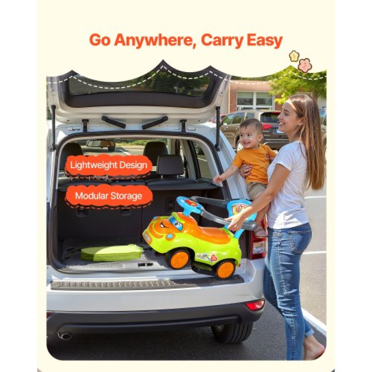 VEVOR Ride On Push Car, Push Car για νήπια 19 έως 36 μηνών, Around Buggy με προστατευτικά κιγκλιδώματα, λαβή και αποθήκευση κάτω από το κάθισμα, ικανότητα φόρτωσης 25 kg, περιπατητής από τα πόδια μέχρι το πάτωμα για αγόρια κορίτσια, πράσινο