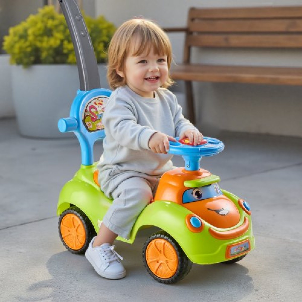 VEVOR Ride On Push Car, Push Car για νήπια 19 έως 36 μηνών, Around Buggy με προστατευτικά κιγκλιδώματα, λαβή και αποθήκευση κάτω από το κάθισμα, ικανότητα φόρτωσης 25 kg, περιπατητής από τα πόδια μέχρι το πάτωμα για αγόρια κορίτσια, πράσινο