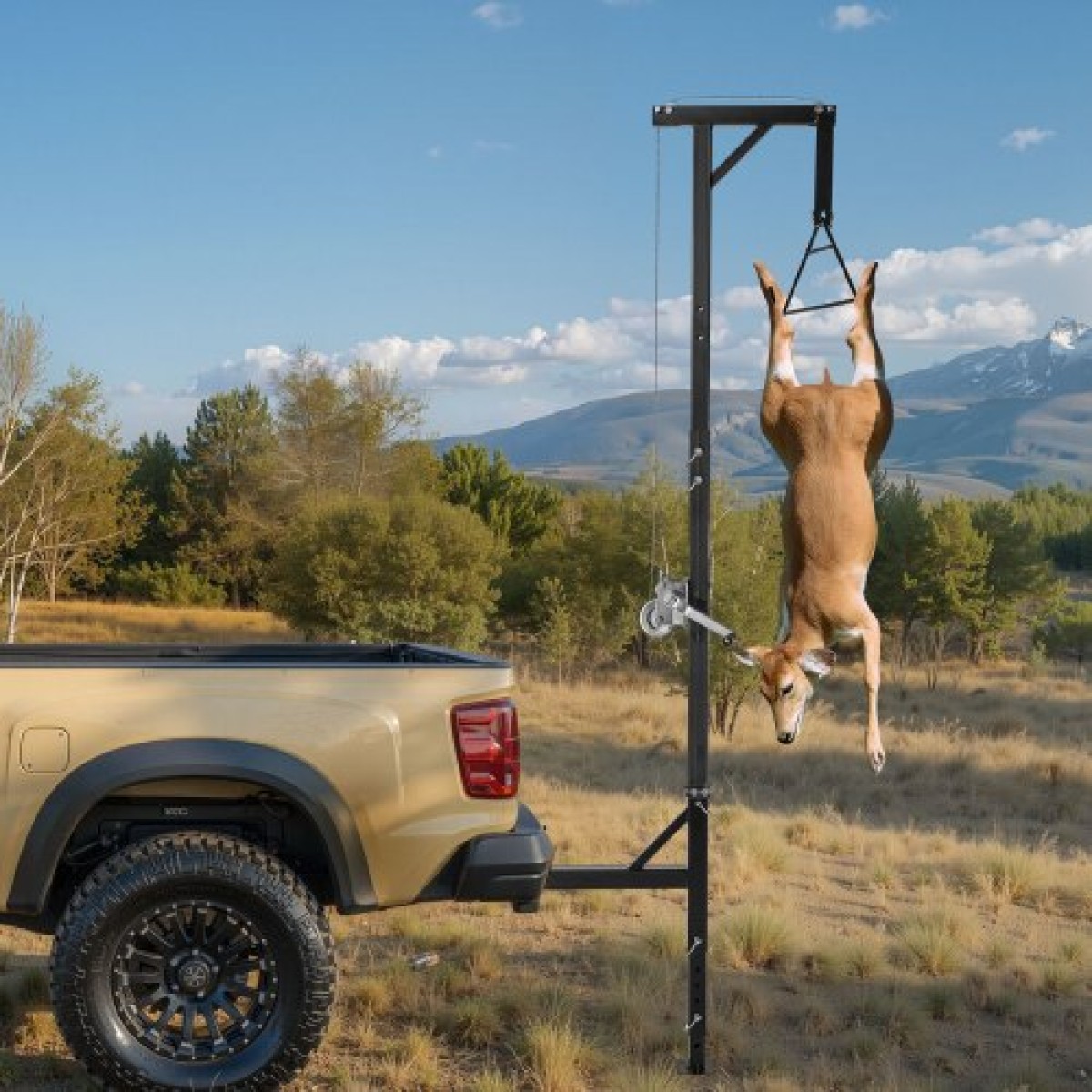 Βαρούλκο παιχνιδιών VEVOR Truck Hitch, χωρητικότητα φόρτωσης 400 λίβρες, Ανυψωτήρας κυνηγιού ελαφιού με δέκτη 2 ιντσών, άξονας περιστροφής 360 μοιρών και ρυθμιζόμενο ύψος, περιλαμβάνει βαρούλκο Gambrel για παιχνίδι απολέπισης και καθαρισμού