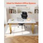 VEVOR Executive Desk, 160 cm Π x 80 cm D Μεγάλο Γραφείο, Μοντέρνο Τραπέζι Υπολογιστών Τραπέζι Συνεδριάσεων, Επαγγελματικά Έπιπλα Μεγέθυνση Επιτραπέζιου Γραφείου, Λευκό και Χρυσό