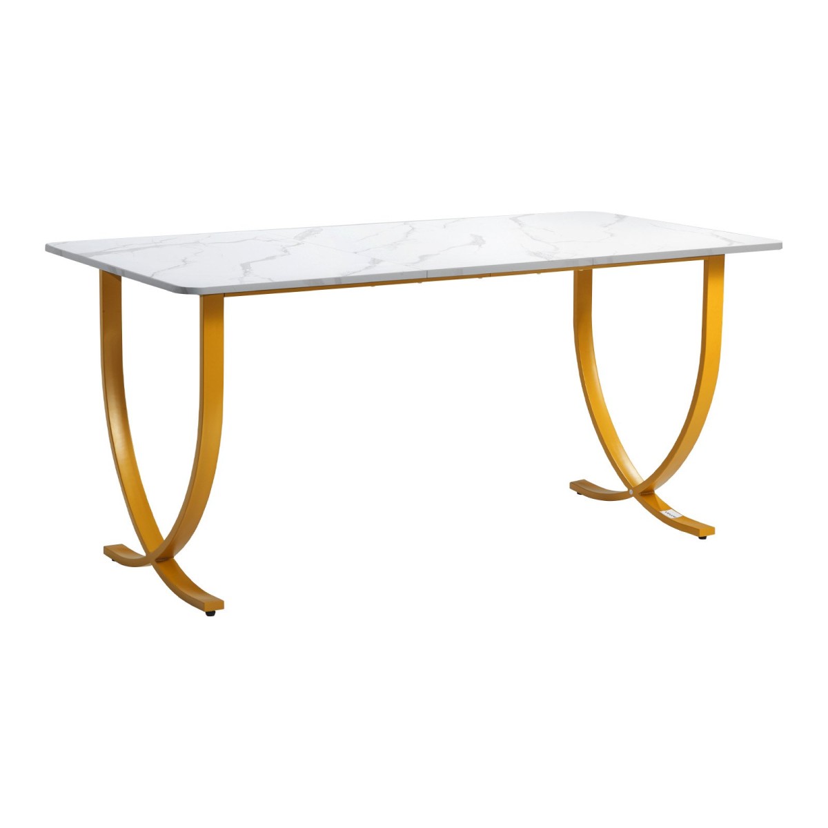 VEVOR Executive Desk, 160 cm Π x 80 cm D Μεγάλο Γραφείο, Μοντέρνο Τραπέζι Υπολογιστών Τραπέζι Συνεδριάσεων, Επαγγελματικά Έπιπλα Μεγέθυνση Επιτραπέζιου Γραφείου, Λευκό και Χρυσό