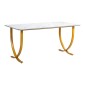 VEVOR Executive Desk, 160 cm Π x 80 cm D Μεγάλο Γραφείο, Μοντέρνο Τραπέζι Υπολογιστών Τραπέζι Συνεδριάσεων, Επαγγελματικά Έπιπλα Μεγέθυνση Επιτραπέζιου Γραφείου, Λευκό και Χρυσό