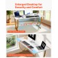 VEVOR Executive Desk, 160 cm Π x 80 cm D Μεγάλο Γραφείο, Μοντέρνο Τραπέζι Υπολογιστών Τραπέζι Συνεδριάσεων, Επαγγελματικά Έπιπλα Μεγέθυνση Επιτραπέζιου Γραφείου, Λευκό και Χρυσό