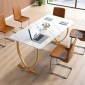 VEVOR Executive Desk, 160 cm Π x 80 cm D Μεγάλο Γραφείο, Μοντέρνο Τραπέζι Υπολογιστών Τραπέζι Συνεδριάσεων, Επαγγελματικά Έπιπλα Μεγέθυνση Επιτραπέζιου Γραφείου, Λευκό και Χρυσό