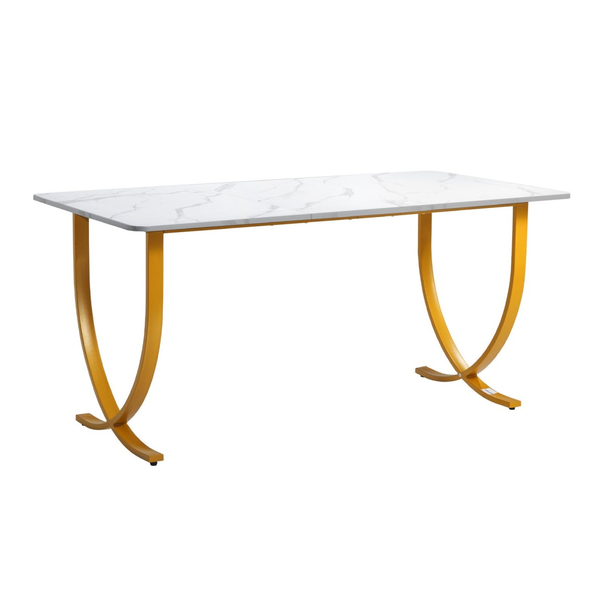VEVOR Executive Desk, 160 cm Π x 80 cm D Μεγάλο Γραφείο, Μοντέρνο Τραπέζι Υπολογιστών Τραπέζι Συνεδριάσεων, Επαγγελματικά Έπιπλα Μεγέθυνση Επιτραπέζιου Γραφείου, Λευκό και Χρυσό