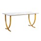 VEVOR Executive Desk, 160 cm Π x 80 cm D Μεγάλο Γραφείο, Μοντέρνο Τραπέζι Υπολογιστών Τραπέζι Συνεδριάσεων, Επαγγελματικά Έπιπλα Μεγέθυνση Επιτραπέζιου Γραφείου, Λευκό και Χρυσό