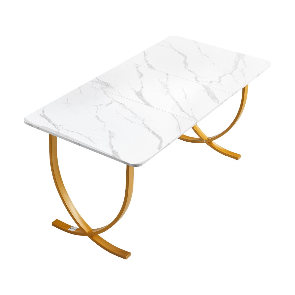 VEVOR Executive Desk, 160 cm Π x 80 cm D Μεγάλο Γραφείο, Μοντέρνο Τραπέζι Υπολογιστών Τραπέζι Συνεδριάσεων, Επαγγελματικά Έπιπλα Μεγέθυνση Επιτραπέζιου Γραφείου, Λευκό και Χρυσό