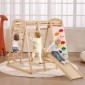 VEVOR Indoor Jungle Gym, 7-in-1 Toddler Indoor Playground, 109 x 120 x 119,5 cm, with Wood and Rope Ladder, Net Ladder, Swing, Monkey Bar, Slide, Climbing Wall, Ξύλινα εσωτερικά παιχνίδια αναρρίχησης για παιδιά