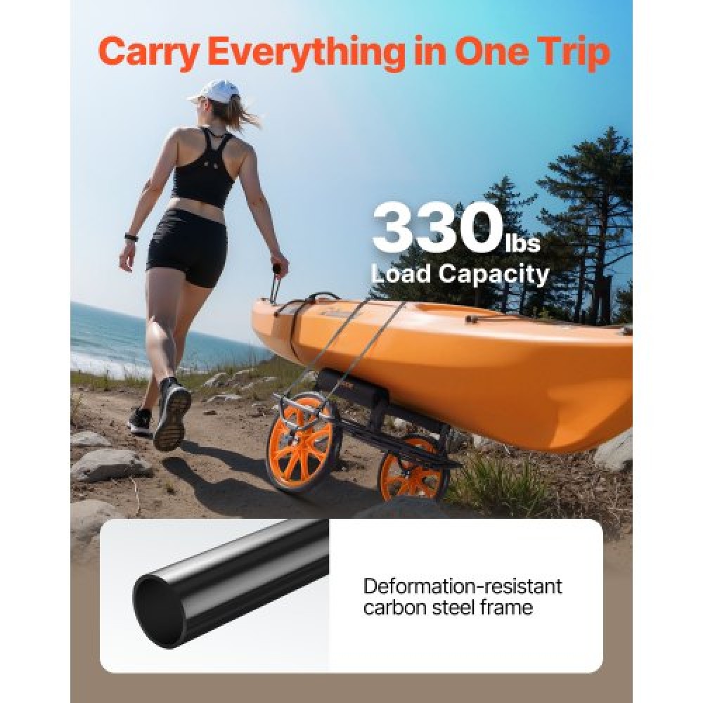 Καρότσι VEVOR Kayak, χωρητικότητα φόρτωσης 149,7 κιλών, καρότσι κανόε Dolly με λάστιχα από συμπαγές καουτσούκ 38,1 cm και βάση στήριξης, συναρμολογείται και αποσυναρμολογείται μέσα σε δευτερόλεπτα, καροτσάκι Paddle Board για καγιάκ, κανό, κουπιά