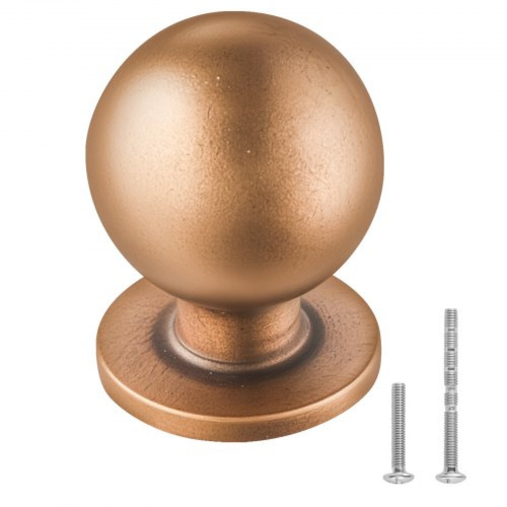 VEVOR Cabinet Knobs, 12 Pack, 25 mm Zinc Alloy Drawer Pulls Door Handles, Round Kitchen Dresser Solid Knobs Cupboard Hardware with Screws for Bathroom Closet Cabinets Drawers, Antique Brass Color
