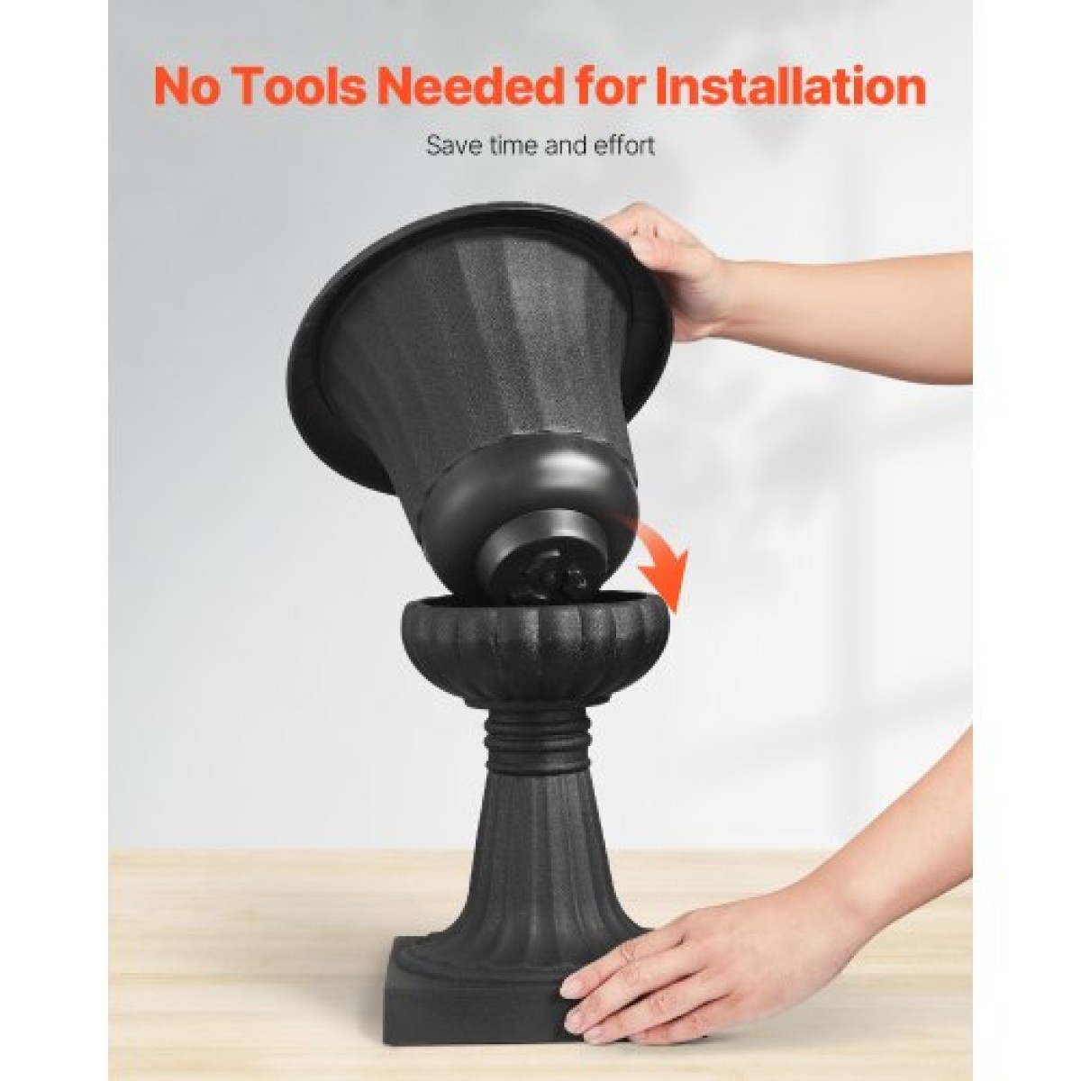 VEVOR Plastic Urn Planters, 25 x 42 cm, 2 Pack Μαύρες Κλασικές Γλάστρες Ζαρντινιέρες Μπροστινής Βεράντας, Εσωτερικό & Εξωτερικό Βάζο για Γάμο, Πάρτι, Εκδήλωση, Σπίτι, Σκηνή, Κήπο, Μπαλκόνι, Διακόσμηση βεράντας