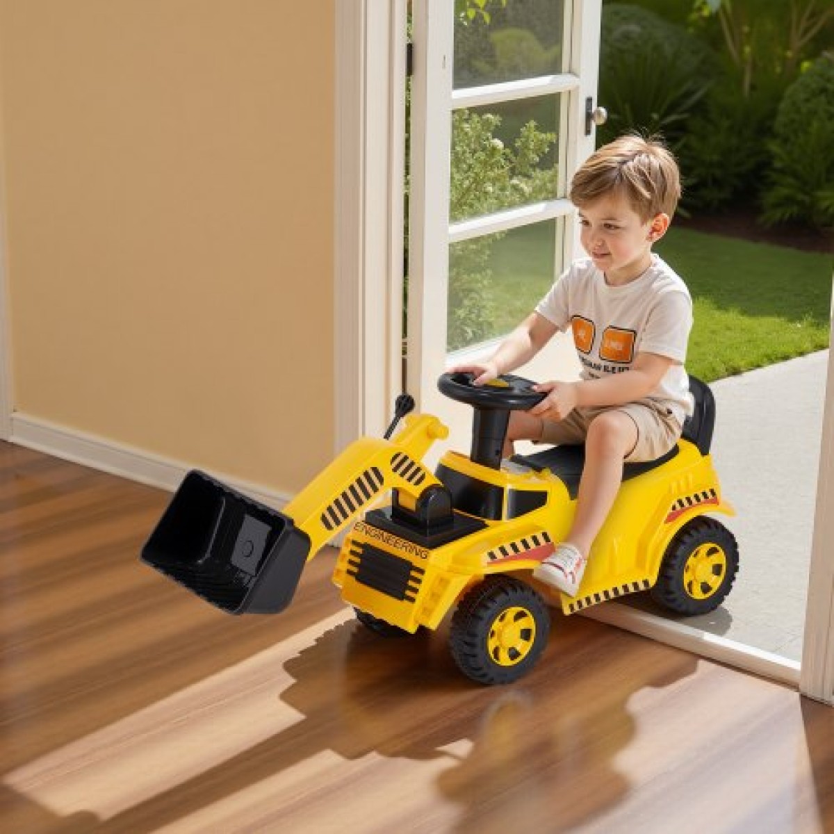 VEVOR Ride On Toddler Car, Ride on Excavator Car για νήπιο 19 έως 36 μηνών, Παιχνίδι εκσκαφέα εκσκαφέας μπουλντόζας με χώρο αποθήκευσης και μουσική κάτω από το κάθισμα, χωρητικότητα 25 κιλών, περιπατητής από τα πόδια μέχρι το πάτωμα για παιδιά, κίτρινο