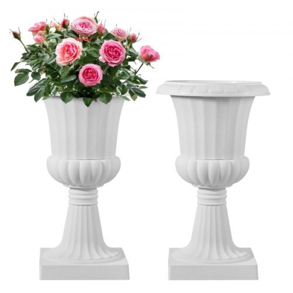 VEVOR Plastic Urn Planters, 25 x 42 cm, 2 Pack Λευκές Κλασικές Γλάστρες Ζαρντινιέρες Μπροστινής Βεράντας, Βάζο Εσωτερικού & Εξωτερικού για Γάμο, Πάρτι, Εκδήλωση, Σπίτι, Σκηνή, Κήπο, Μπαλκόνι, Διακόσμηση βεράντας