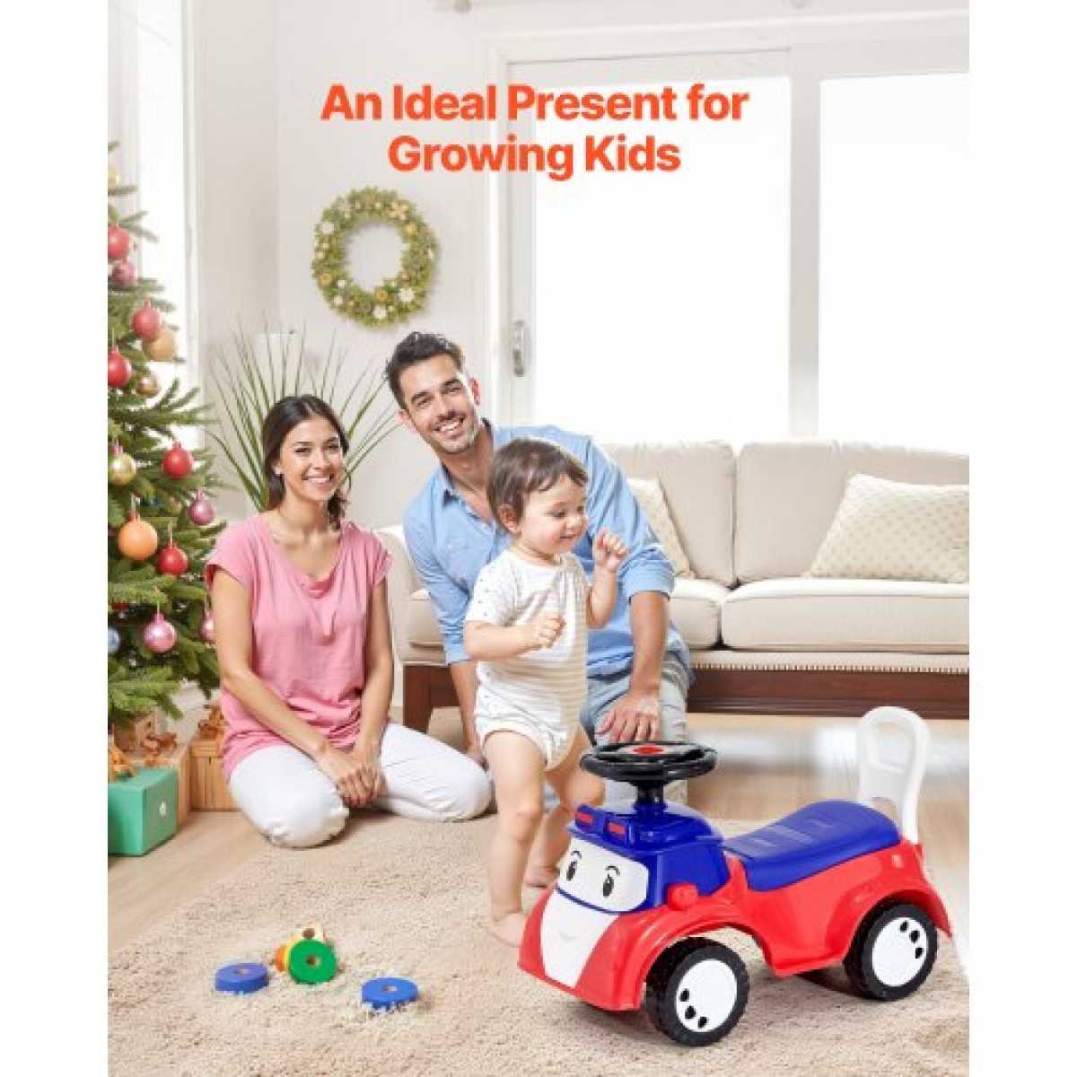 VEVOR Ride On Toddler Push Car, Push Car για νήπια 19 έως 36 μηνών, Kids Ride On Toy με μουσική & χώρο αποθήκευσης κάτω από το κάθισμα, χωρητικότητα φόρτωσης 25 κιλών, πεζόδρομος από πόδι σε πάτωμα για νήπια αγόρια κορίτσια, κόκκινο