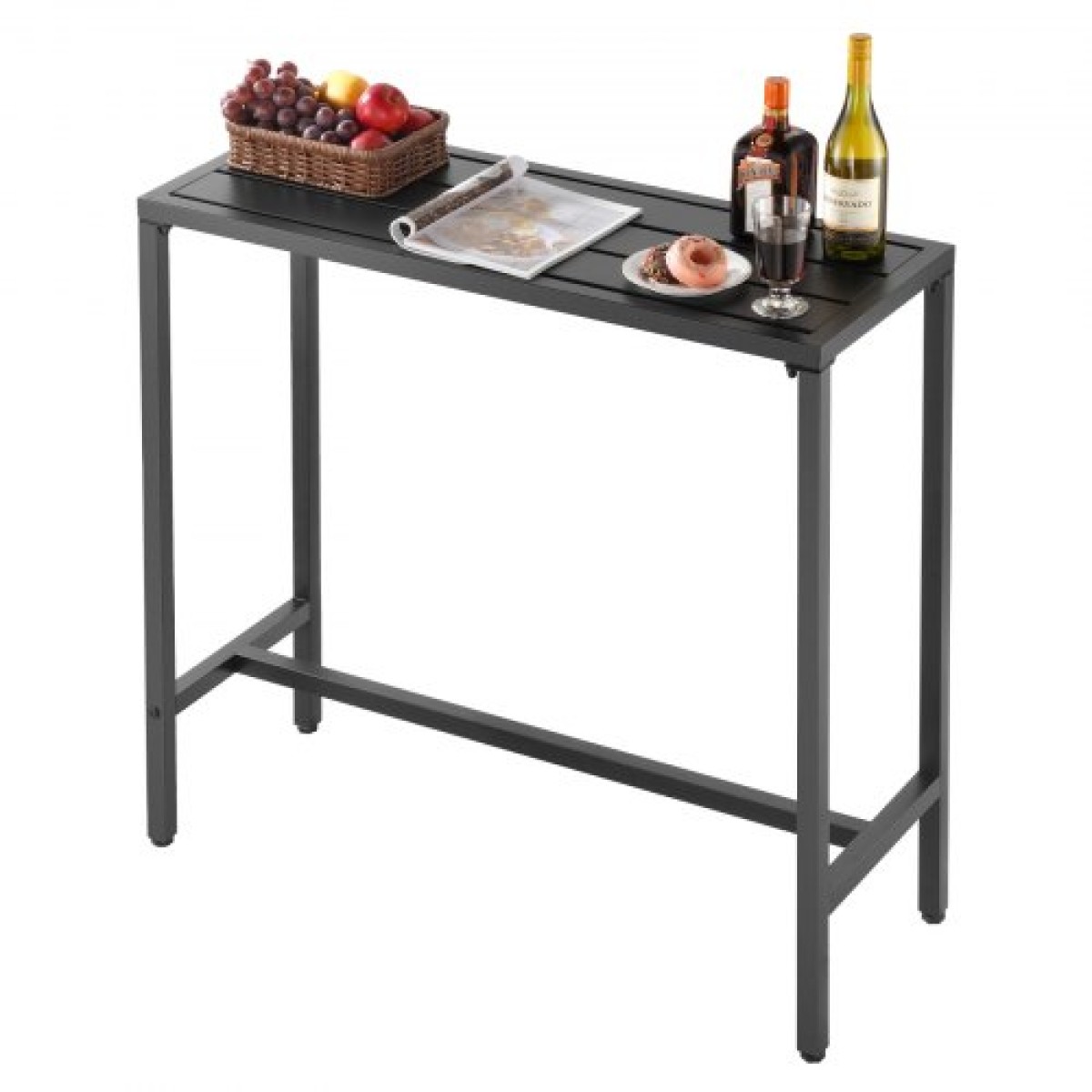 VEVOR Τραπέζι Bar Outdoor, 100 x 37,5 cm Τραπέζι Bar Patio, Αδιάβροχο Κορυφαίο & στιβαρό μεταλλικό σκελετό, Ορθογώνιο πάγκο Ύψος Τραπεζαρίες, Έπιπλα εξωτερικού χώρου για Μπαλκόνι, Αυλή, Υδρομασάζ, Δίπλα στην πισίνα, Εσωτερικό