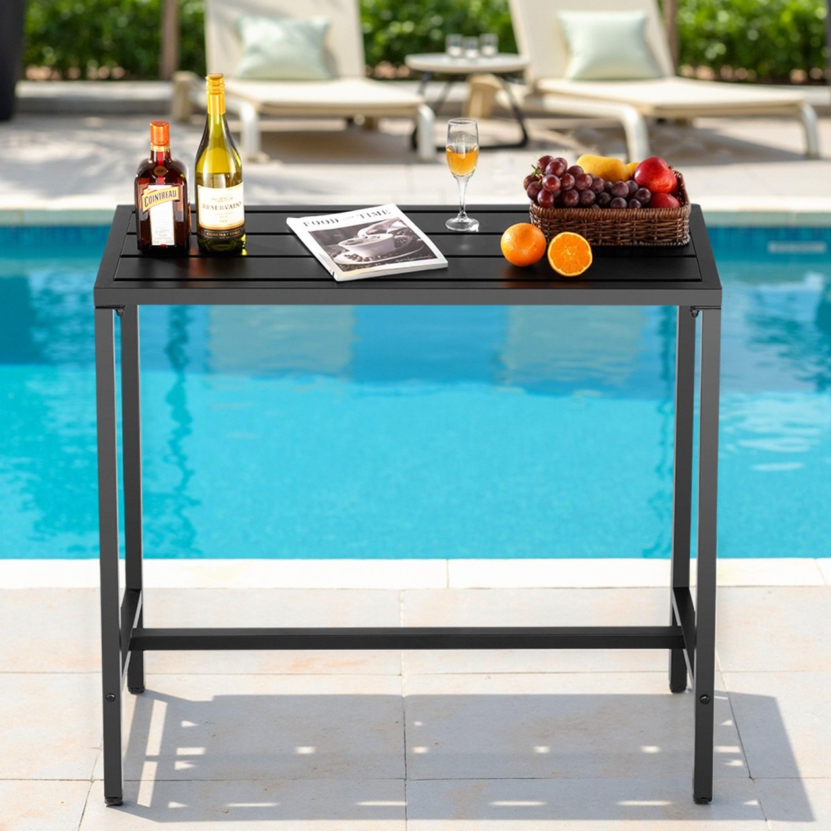 VEVOR Τραπέζι Bar Outdoor, 100 x 37,5 cm Τραπέζι Bar Patio, Αδιάβροχο Κορυφαίο & στιβαρό μεταλλικό σκελετό, Ορθογώνιο πάγκο Ύψος Τραπεζαρίες, Έπιπλα εξωτερικού χώρου για Μπαλκόνι, Αυλή, Υδρομασάζ, Δίπλα στην πισίνα, Εσωτερικό