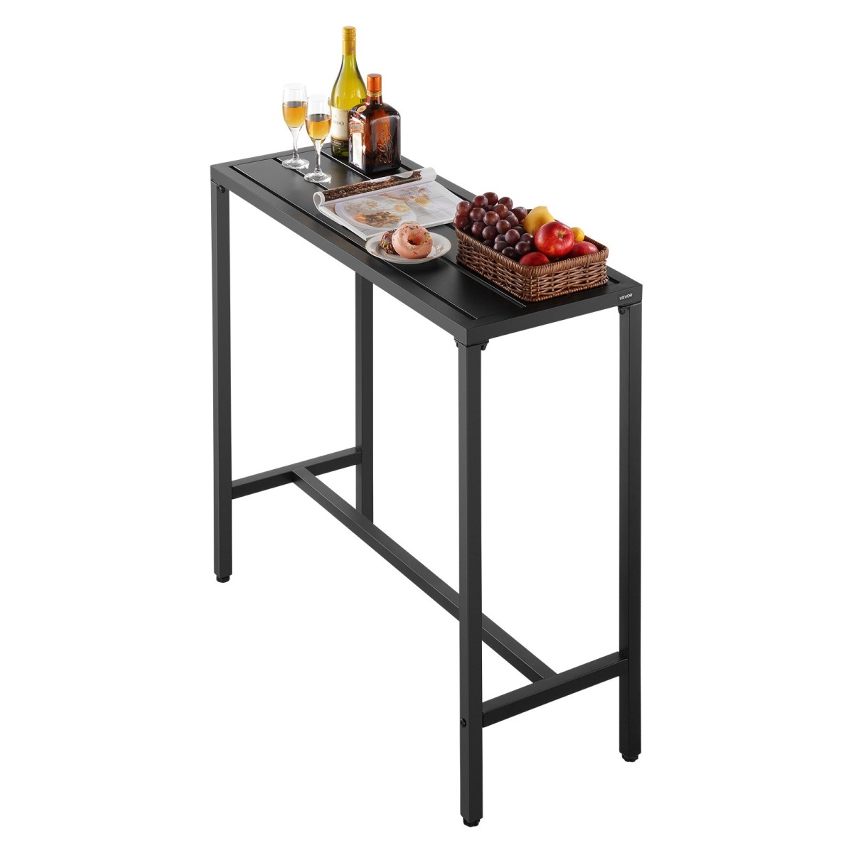 VEVOR Τραπέζι Bar Outdoor, 100 x 37,5 cm Τραπέζι Bar Patio, Αδιάβροχο Κορυφαίο & στιβαρό μεταλλικό σκελετό, Ορθογώνιο πάγκο Ύψος Τραπεζαρίες, Έπιπλα εξωτερικού χώρου για Μπαλκόνι, Αυλή, Υδρομασάζ, Δίπλα στην πισίνα, Εσωτερικό