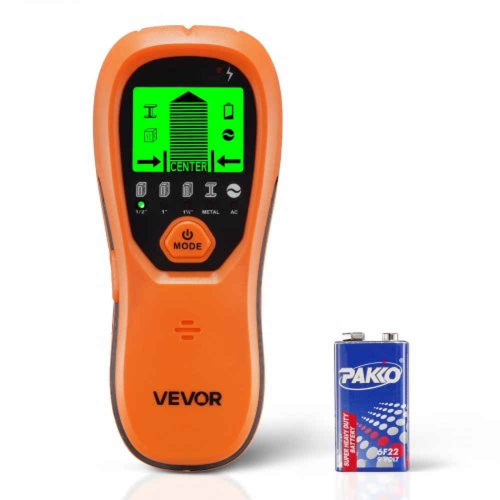 Σαρωτής τοίχου VEVOR Stud Finder, 5 σε 1, Ηλεκτρονικός ανιχνευτής τοίχου με έξυπνο αισθητήρα, οθόνη LCD υψηλής ευκρίνειας και ηχητικός συναγερμός, για το κέντρο και την άκρη του μετάλλου, καλώδιο AC, δοκούς, σωλήνες, πορτοκαλί