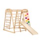 VEVOR Indoor Jungle Gym, 7-σε-1 Παιδική χαρά εσωτερικού χώρου, 120 x 147 x 142 cm, με σκάλα ξύλου και σχοινιού, σκάλα δίχτυ, κούνια, πιθήκου μπαρ, τσουλήθρα, τοίχο αναρρίχησης, ξύλινα παιχνίδια αναρρίχησης εσωτερικού χώρου για παιδιά