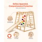 VEVOR Indoor Jungle Gym, 7-σε-1 Παιδική χαρά εσωτερικού χώρου, 120 x 147 x 142 cm, με σκάλα ξύλου και σχοινιού, σκάλα δίχτυ, κούνια, πιθήκου μπαρ, τσουλήθρα, τοίχο αναρρίχησης, ξύλινα παιχνίδια αναρρίχησης εσωτερικού χώρου για παιδιά