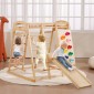 VEVOR Indoor Jungle Gym, 7-σε-1 Παιδική χαρά εσωτερικού χώρου, 120 x 147 x 142 cm, με σκάλα ξύλου και σχοινιού, σκάλα δίχτυ, κούνια, πιθήκου μπαρ, τσουλήθρα, τοίχο αναρρίχησης, ξύλινα παιχνίδια αναρρίχησης εσωτερικού χώρου για παιδιά