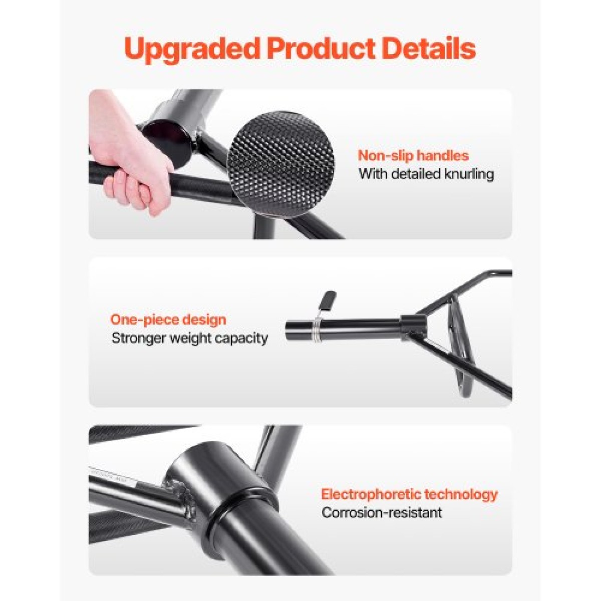 VEVOR Trap Bar Hex Bar, 50mm Hex Barbell, 360 kg Χωρητικότητα Μπάρες ώμου με γωνιώδεις λαβές, Εξοπλισμός προπόνησης άρσης βαρών και δύναμης, γυμναστήριο στο σπίτι για squats, Deadlifts, πρέσες ώμων, μαύρο
