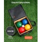 Σετ μπάλες VEVOR Bocce, 107 χλστ., με 8 μπάλες ρητίνης, Pallino, τσάντα μεταφοράς και σχοινί μέτρησης, Κόκκινο/Πράσινο/Μπλε/Κίτρινο 4 Χρώματα, για 2 έως 8 Παίκτες, Σετ παιχνιδιών Bocce Ball για παραλία, γρασίδι, οικογενειακή αυλή