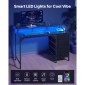 VEVOR 120 cm Γραφείο υπολογιστή με έξυπνα φώτα LED και πρίζες, Γραφείο gaming με 4 μεγάλα συρτάρια, βάση οθόνης, εργασία μελέτης για οικιακό γραφείο, μικρούς χώρους, εύκολη αποθήκευση, μαύρο