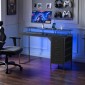 VEVOR 120 cm Γραφείο υπολογιστή με έξυπνα φώτα LED και πρίζες, Γραφείο gaming με 4 μεγάλα συρτάρια, βάση οθόνης, εργασία μελέτης για οικιακό γραφείο, μικρούς χώρους, εύκολη αποθήκευση, μαύρο