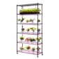 Ράφι φυτών VEVOR με Grow Light, Βάση φυτών εσωτερικού χώρου 6 επιπέδων, ράφι προβολής φυτών εσωτερικού χώρου ύψους 180 cm με ρόδες και χρονοδιακόπτη, φώτα ανάπτυξης πλήρους φάσματος 150W 3800K, Μεταλλική βάση λουλουδιών για εκκίνηση σπόρων