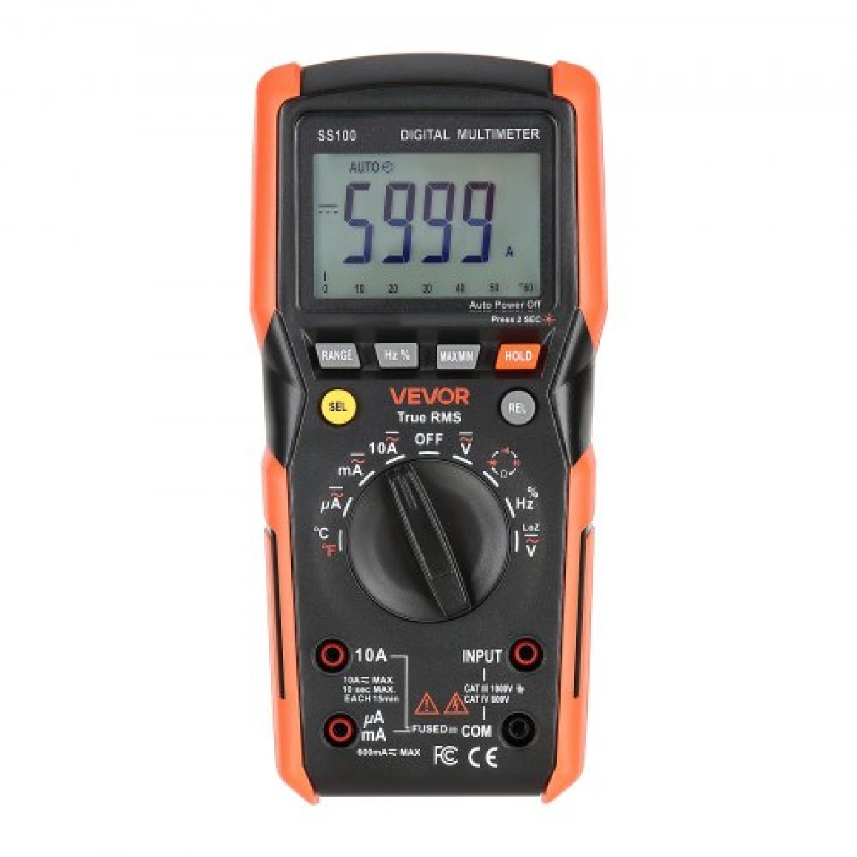 Ψηφιακό πολύμετρο VEVOR, 6000-Count TRMS DC/AC Voltmeter Current Tester, Auto-Ranging Multimeter for Current Voltage Resistance Χωρητικότητα Διόδους Θερμοκρασίας Συνέχεια Μέτρηση χαμηλής αντίστασης