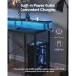 Γραφείο υπολογιστή VEVOR 120 cm με έξυπνα φώτα LED και πρίζες ρεύματος, Γραφείο γραφείου για παιχνίδια με αναστρέψιμο με βάση οθόνης και ράφια αποθήκευσης 2 επιπέδων, εργασία μελέτης για το γραφείο στο σπίτι, μαύρο