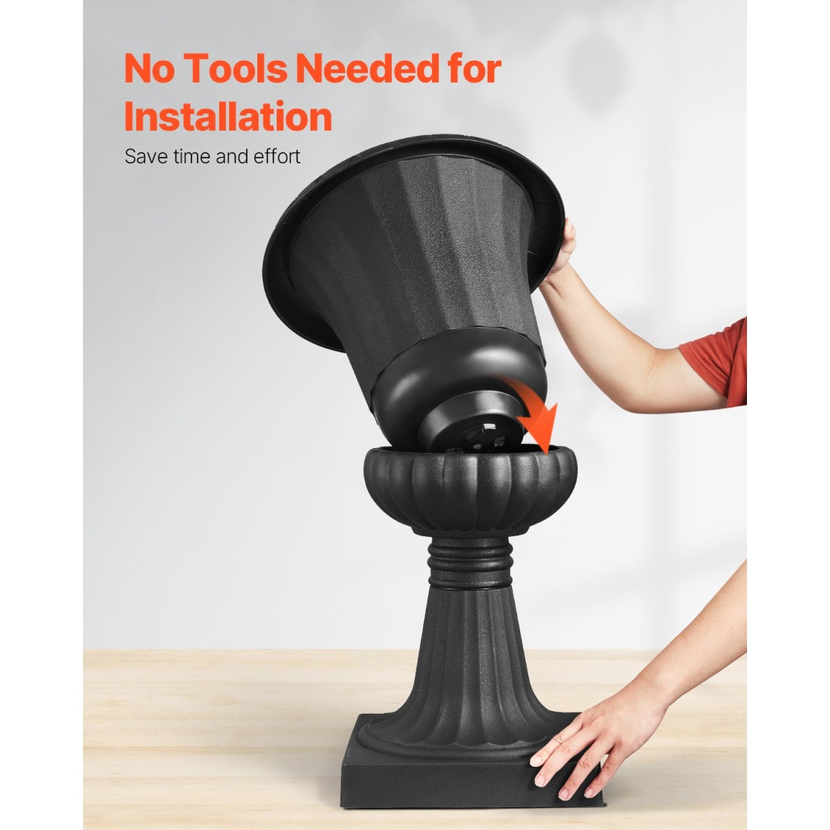 VEVOR Plastic Urn Planters, 40 x 67 cm, 2 Pack Μαύρες Κλασικές Γλάστρες Ζαρντινιέρες Μπροστινής Βεράντας, Εσωτερικό & Εξωτερικό Βάζο για Γάμο, Πάρτι, Εκδήλωση, Σπίτι, Σκηνή, Κήπο, Μπαλκόνι, Διακόσμηση Βεράντα