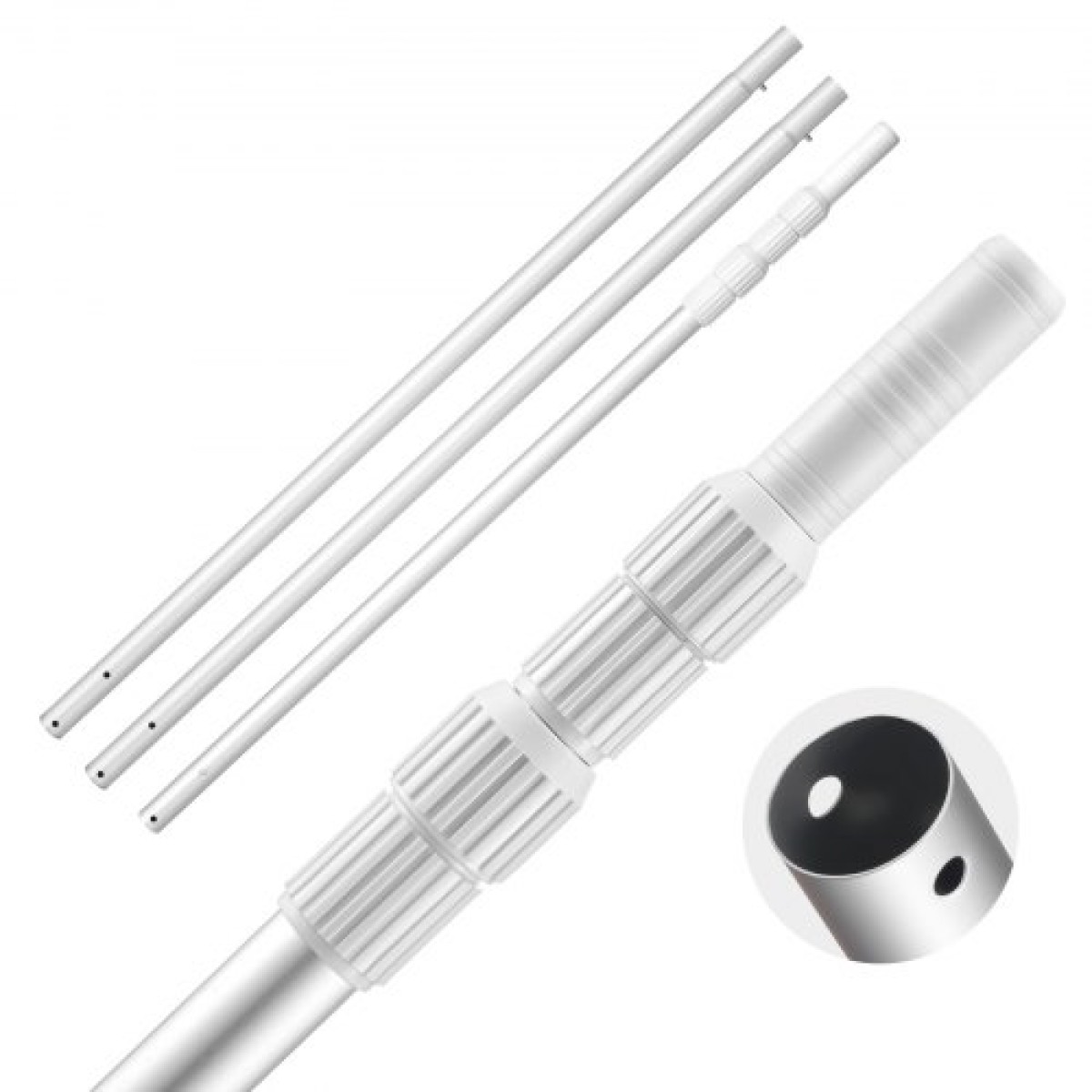 VEVOR Pool Pole, 1 έως 4,6 m Telescoping Swimming Pool Cleaning Pole, Professional ρυθμιζόμενο τηλεσκοπικό κοντάρι με 2 πόλους επέκτασης, καθαριστικό ραβδί βαρέως τύπου για δίχτυ skimmer, βούρτσα, κεφαλή ηλεκτρικής σκούπας