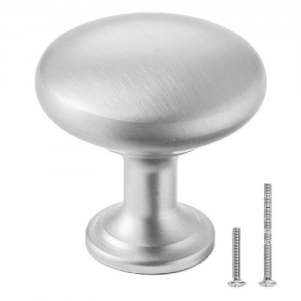 VEVOR Cabinet Knobs, 25 Pack, 28 mm Zinc Alloy Drawer Pulls Door Handles, Mushroom Kitchen Solid Knobs Dresser Handles, Cupboard Hardware with Screws for Bathroom Closet Cabinets Drawers, Nickel Color