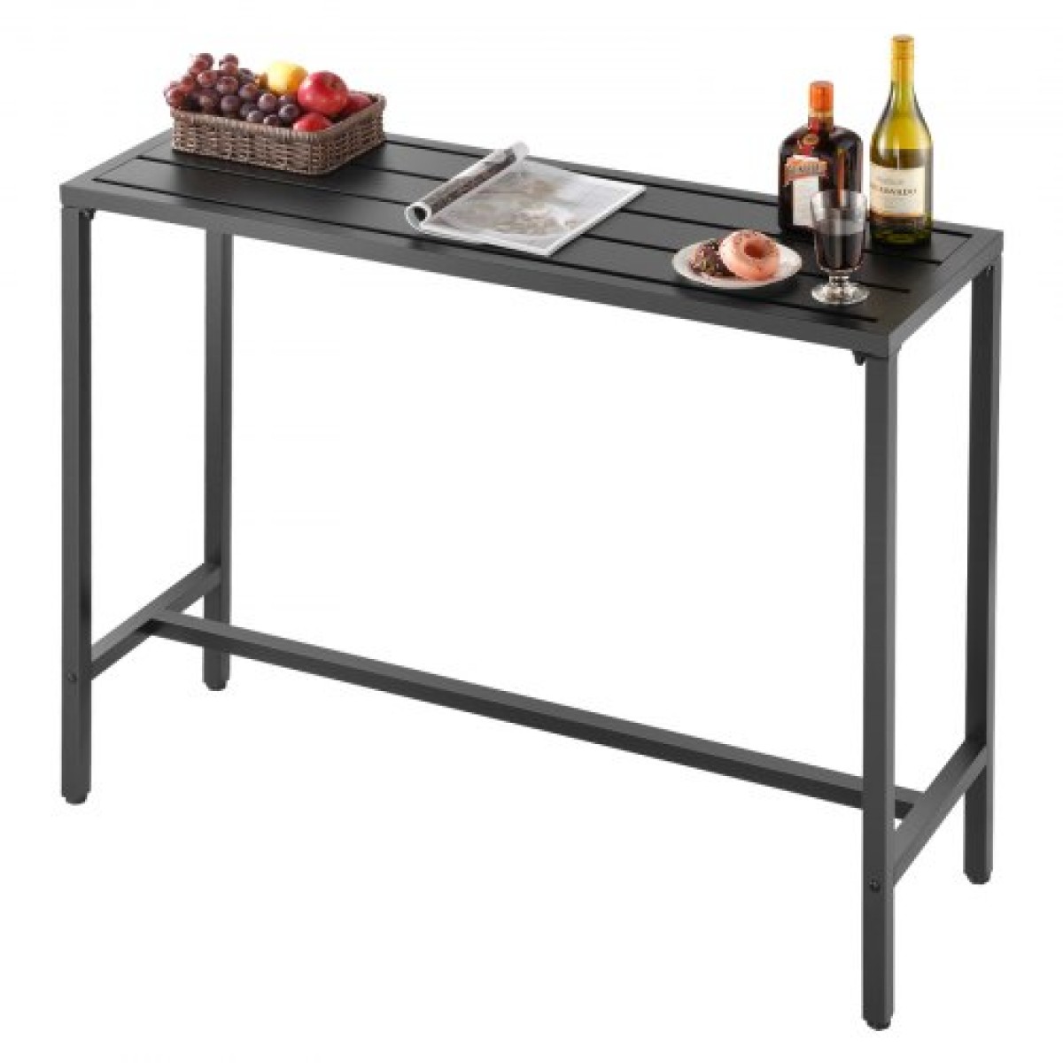 VEVOR Τραπέζι Bar Outdoor, 120 x 37,5 cm Τραπέζι Bar Patio, Αδιάβροχο Top & στιβαρό μεταλλικό σκελετό, Ορθογώνιο πάγκο Ύψος Τραπεζαρίες, Έπιπλα εξωτερικού χώρου για Μπαλκόνι, Αυλή, Υδρομασάζ, Δίπλα στην πισίνα, Εσωτερικό