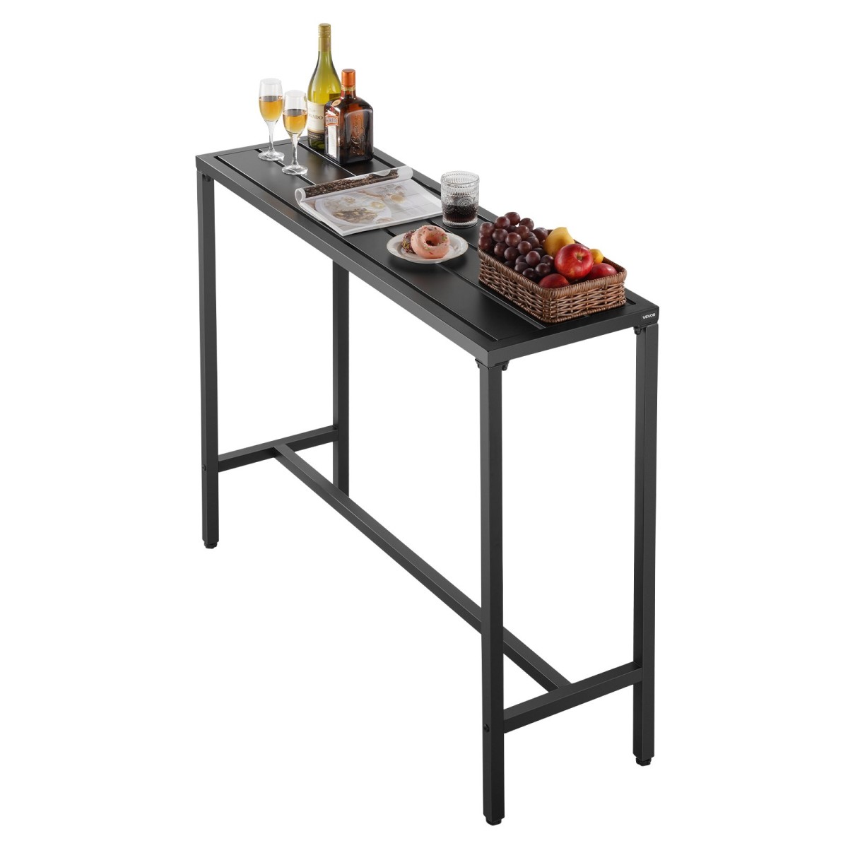 VEVOR Τραπέζι Bar Outdoor, 120 x 37,5 cm Τραπέζι Bar Patio, Αδιάβροχο Top & στιβαρό μεταλλικό σκελετό, Ορθογώνιο πάγκο Ύψος Τραπεζαρίες, Έπιπλα εξωτερικού χώρου για Μπαλκόνι, Αυλή, Υδρομασάζ, Δίπλα στην πισίνα, Εσωτερικό