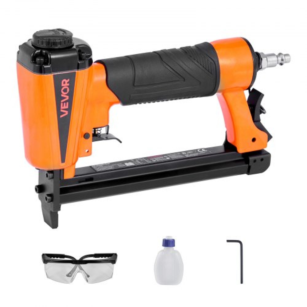 VEVOR Pneumatic Staple Gun, 21 Gauge Pneumatic Upholstery Stapler for 80 Series 12,8mm Crown Length Staples 6mm-16mm, Air Staple Gun 70-110 PSI for Woodworking, Tanstering, Crafts, DIY Projects