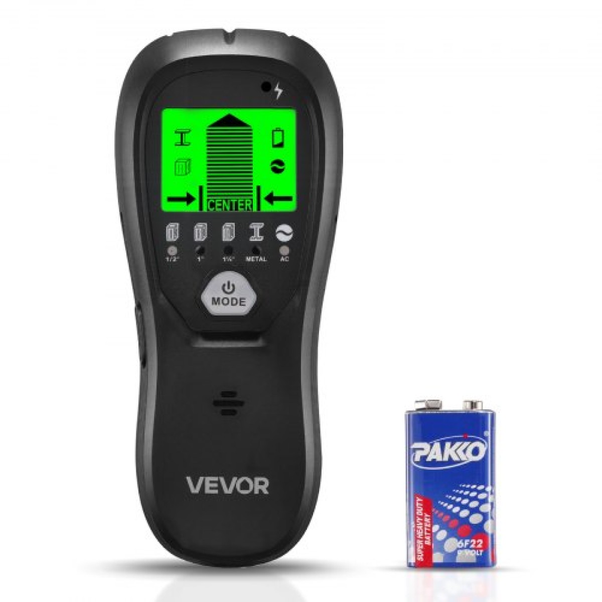 VEVOR Stud Finder Wall Scanner, 5 σε 1, Ηλεκτρονικός ανιχνευτής τοίχου με έξυπνο αισθητήρα, οθόνη LCD υψηλής ευκρίνειας και ηχητικός συναγερμός, για το κέντρο και την άκρη του μετάλλου, καλώδιο AC, δοκοί, σωλήνες, μαύρο