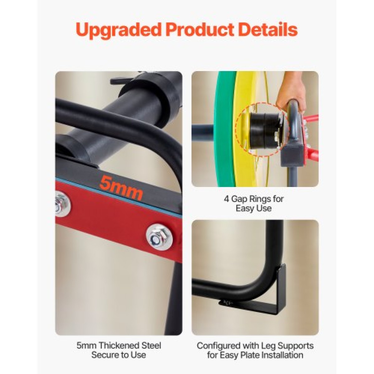 VEVOR Trap Bar Hex Bar, 50mm Hex Barbell, 240 kg Χωρητικότητα, Εξοπλισμός προπόνησης άρσης βαρών και δύναμης, γυμναστήριο στο σπίτι για squats, Deadlifts, πρέσες ώμων, κόκκινο