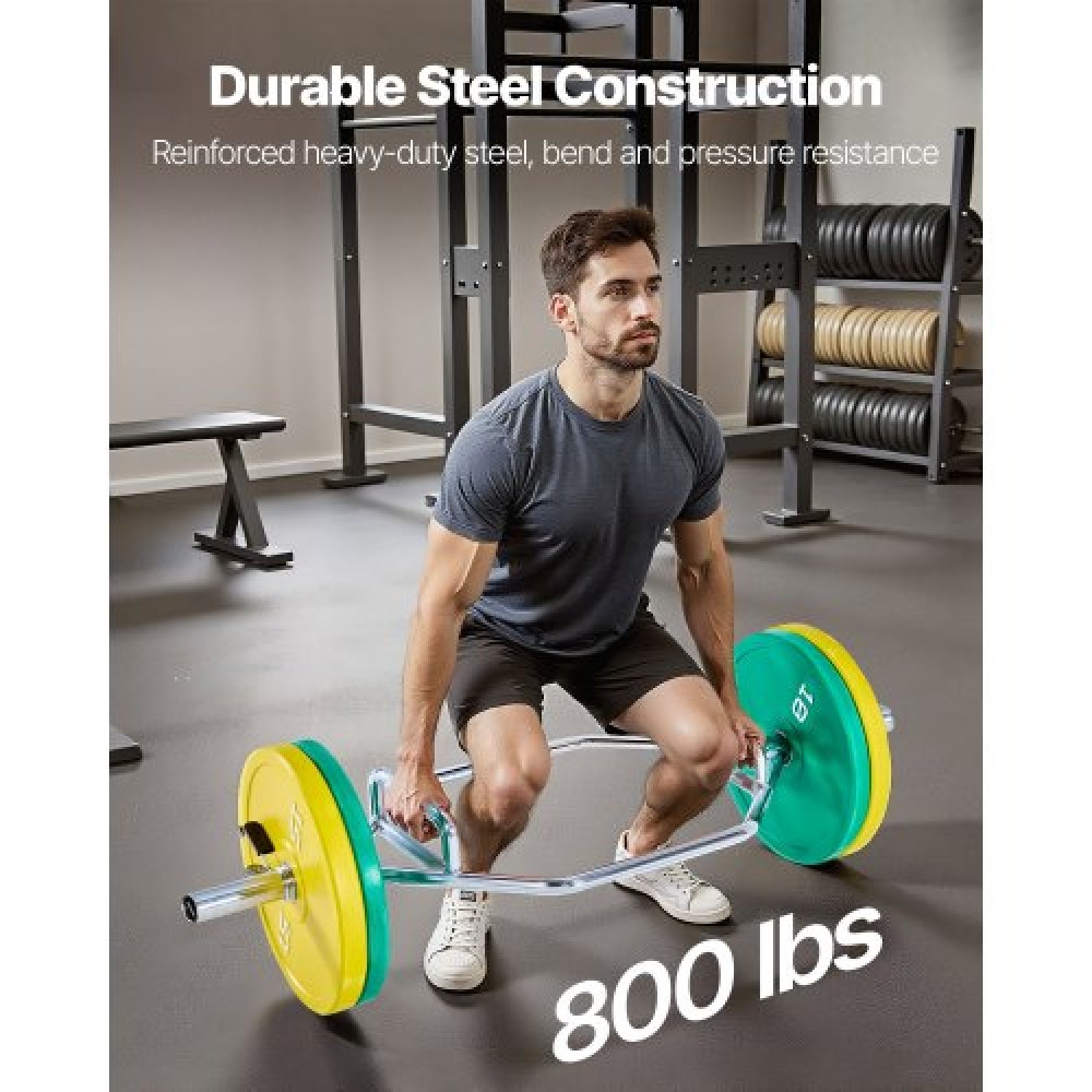VEVOR Trap Bar Hex Bar, 50mm Hex Barbell, Χωρητικότητα 360 kg Μπάρες ώμου με γωνιώδεις λαβές, εξοπλισμός προπόνησης άρσης βαρών και δύναμης, γυμναστήριο στο σπίτι για squats, Deadlifts, πρέσες ώμων, ασήμι