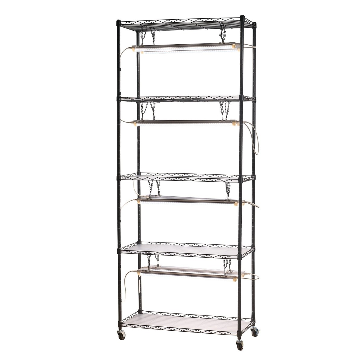 Ράφι φυτών VEVOR DIY με φώτα ανάπτυξης, 180 εκ. ψηλό σταντ φυτών εσωτερικού χώρου με ρόδες, φώτα ανάπτυξης πλήρους φάσματος 192W 5000K, ράφι προβολής μεταλλικών φυτών βαρέως τύπου, θήκη για γλάστρα για σπόρους