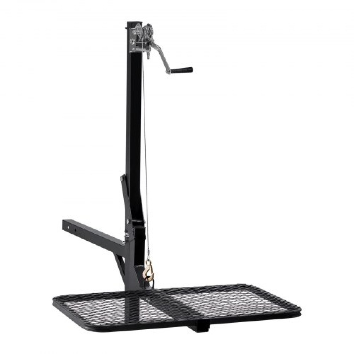 VEVOR Hitch Deer Hoist με πλατφόρμα συστήματος ανύψωσης, χωρητικότητα φορτίου 300 lbs, ανύψωση βαρούλκου παιχνιδιών με δέκτη 2 ιντσών, περιστρεφόμενος άξονας 360 μοιρών και αναδιπλούμενος, κρεμάστρα ελαφιού για κινούμενο παιχνίδι