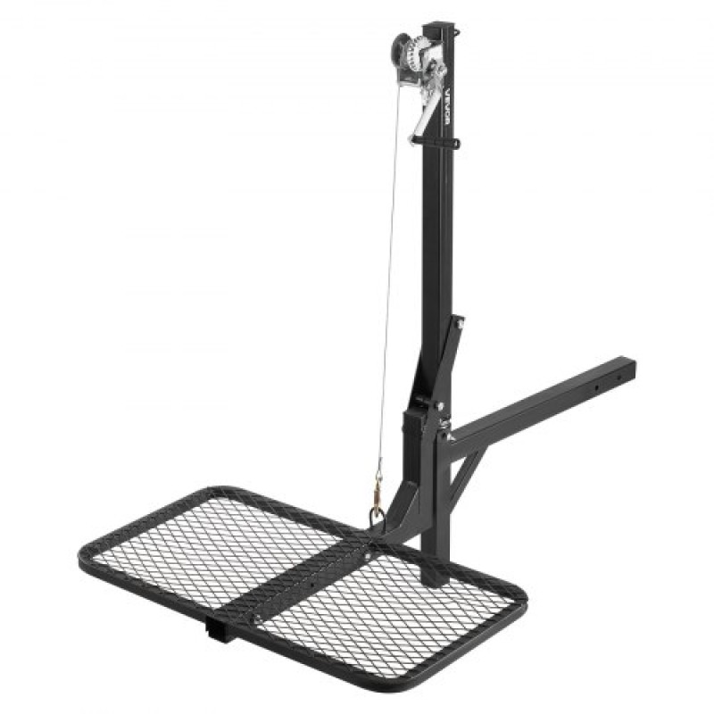 VEVOR Hitch Deer Hoist με πλατφόρμα συστήματος ανύψωσης, χωρητικότητα φορτίου 300 lbs, ανύψωση βαρούλκου παιχνιδιών με δέκτη 2 ιντσών, περιστρεφόμενος άξονας 360 μοιρών και αναδιπλούμενος, κρεμάστρα ελαφιού για κινούμενο παιχνίδι