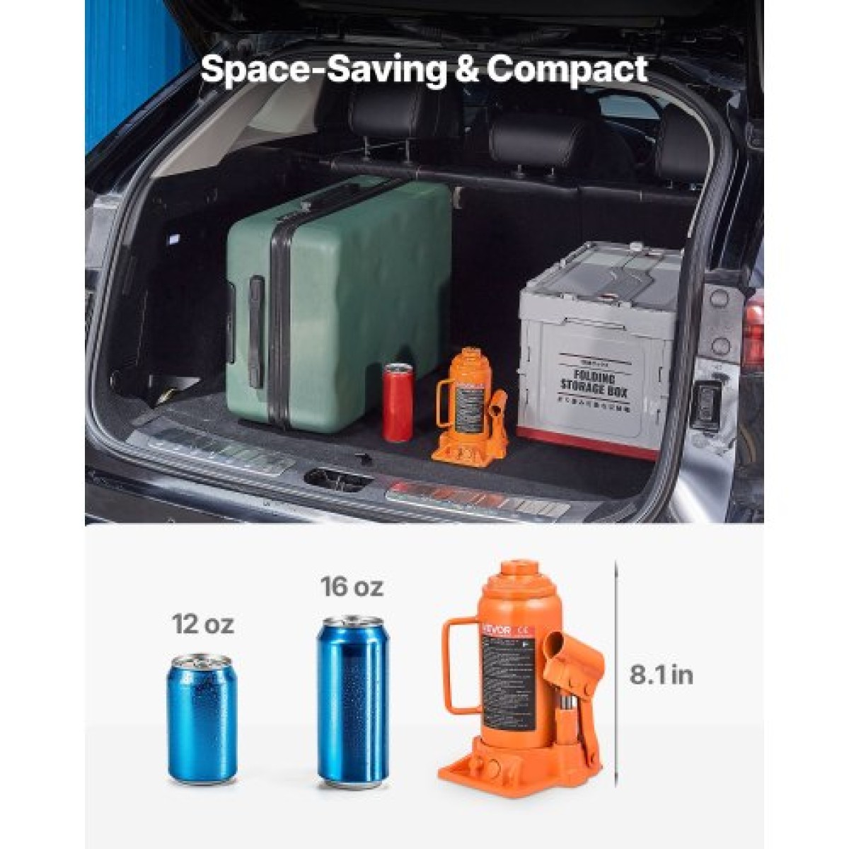 VEVOR Hydraulic Bottle Jack, 12 Ton (26455,5 lbs) Χωρητικότητα, Εύρος ανύψωσης 205-400 mm, βαρέως τύπου συγκολλημένος γρύλος μπουκαλιών για αυτοκίνητο, SUV, Pickup, Auto Repair, House Lift and Agricultural Equipment, Πορτοκαλί
