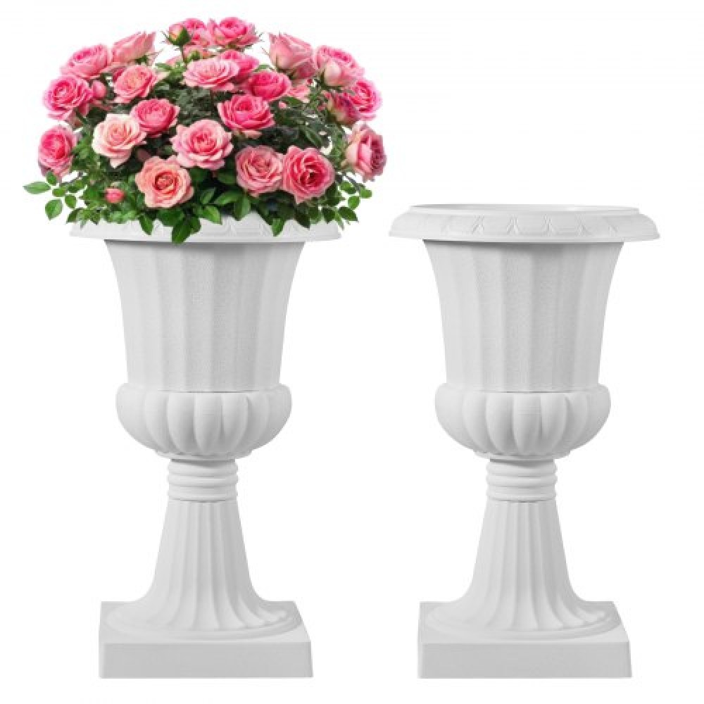 VEVOR Plastic Urn Planters, 40 x 67 cm, 2 Pack Λευκές Κλασικές Γλάστρες Ζαρντινιέρες Μπροστινής Βεράντας, Βάζο εσωτερικού & εξωτερικού χώρου για γάμο, πάρτι, εκδήλωση, σπίτι, σκηνή, κήπο, μπαλκόνι, διακόσμηση βεράντας