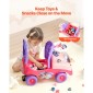VEVOR Ride On Toddler Push Car, Push Car για νήπια 19 έως 36 μηνών, Kids Ride On Toy with Horn & Music, Χωρητικότητα φόρτωσης 22 kg, Αποθηκευτικός χώρος κάτω από το κάθισμα, Πεζοπορία από τα πόδια μέχρι το πάτωμα για νήπια αγόρια κορίτσια, ροζ