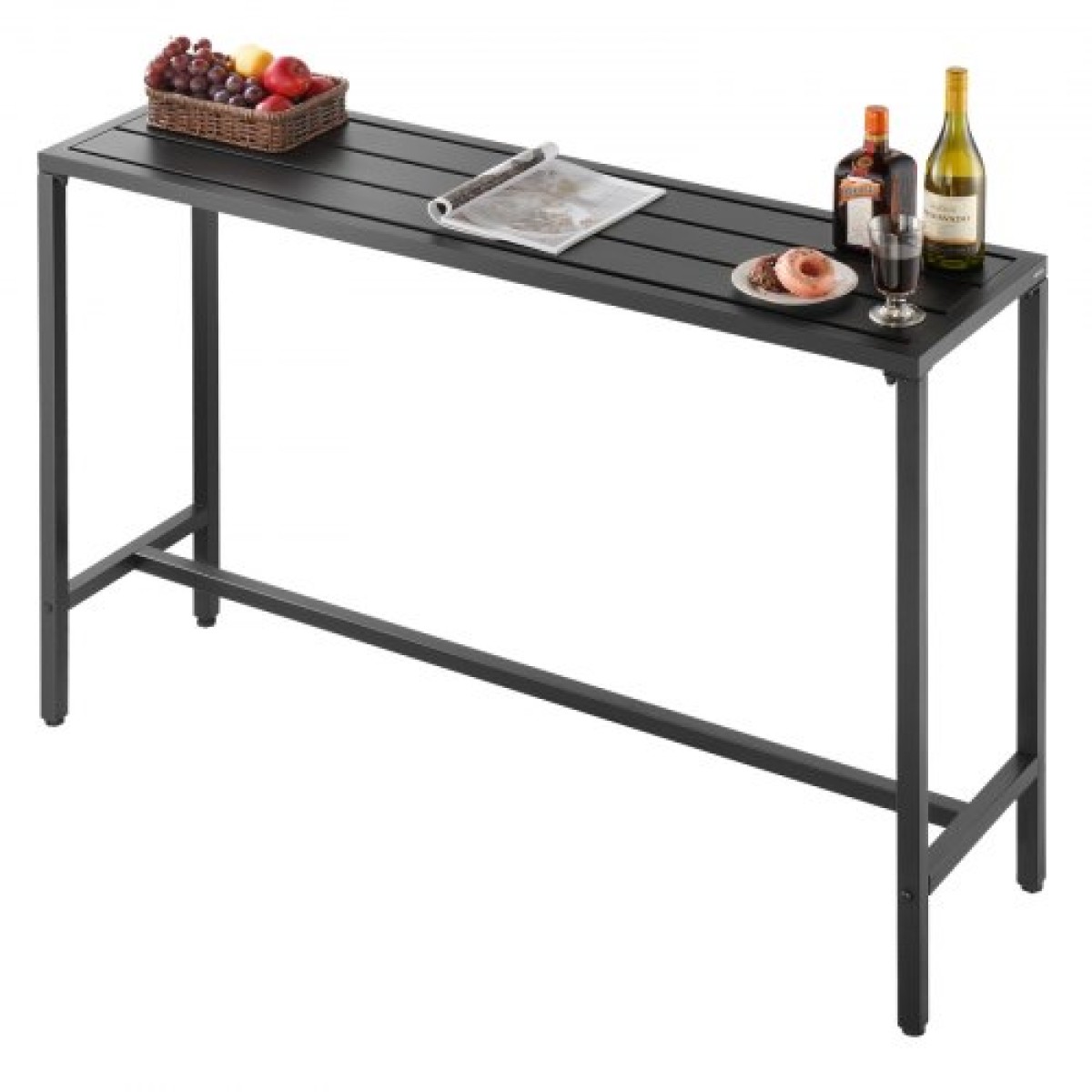 VEVOR Τραπέζι Bar εξωτερικού χώρου, 140 x 37,5 cm Τραπέζι Bar Patio, Αδιάβροχο επάνω & στιβαρό μεταλλικό πλαίσιο, τραπέζια τραπεζαρίας ορθογώνιου πάγκου, έπιπλα εξωτερικού χώρου για μπαλκόνι, αυλή, υδρομασάζ, δίπλα στην πισίνα, εσωτερικό