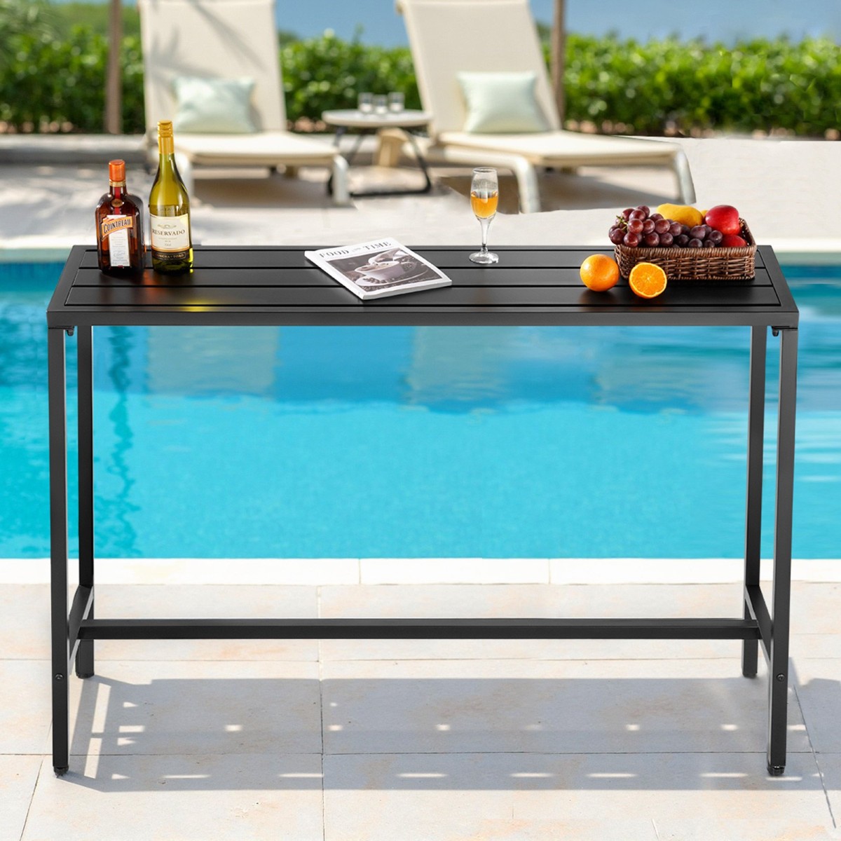 VEVOR Τραπέζι Bar εξωτερικού χώρου, 140 x 37,5 cm Τραπέζι Bar Patio, Αδιάβροχο επάνω & στιβαρό μεταλλικό πλαίσιο, τραπέζια τραπεζαρίας ορθογώνιου πάγκου, έπιπλα εξωτερικού χώρου για μπαλκόνι, αυλή, υδρομασάζ, δίπλα στην πισίνα, εσωτερικό